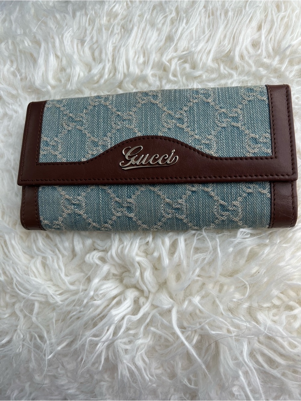 Gucci VINTAGE Monogram Script Continental Wallet